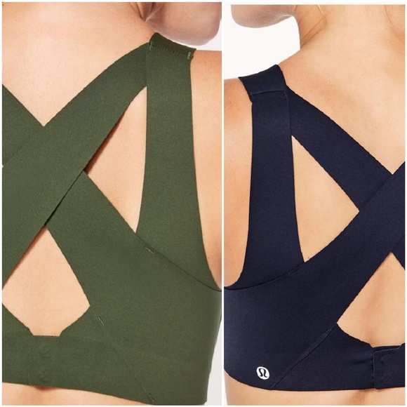 Lululemon enlite bra pesto green and midnight blue